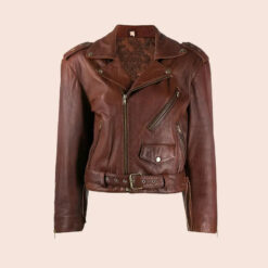 Aria Brown Cropped Leather Jacket