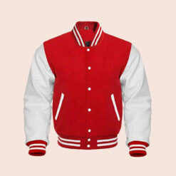 Austin White Red Baseball Varsity Jacket