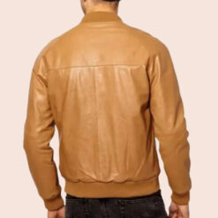 Mens Casual Tan Brown Bomber Jacket