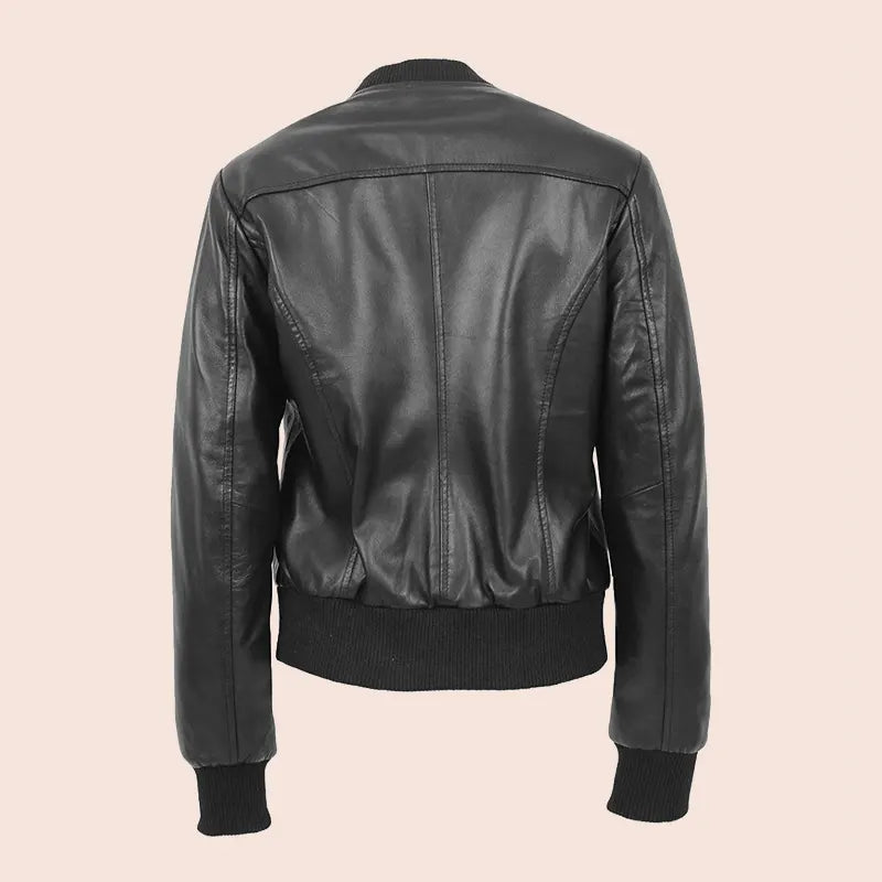 Zayla Black Bomber Leather Jacket