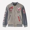 Ac Milan Grey Varsity Jacket Bomber