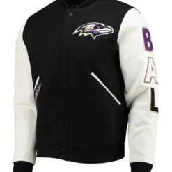 Baltimore Ravens Black and White Varsity Jacket