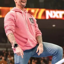CM Punk Bret Hitman Hart 32 Champ Pink Fleece Hoodie