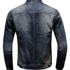Biker Style Men's Black Denim Jacket