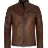 Distress Brown Biker Leather Jacket