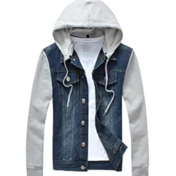 Men's Hooded Blue Denim Jacket