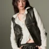 Womens Black Leather Vest