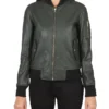 Bomber Leather Green Jacket