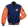 Men’s Huston Astros Blue and Orange Letterman Varsity Jacket
