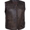 Mens Woodland Brown Leather Vest