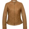 Tan Brown Biker Leather Jacket