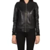 Women Black Bomber Leather Jacket