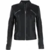 Womens black biker jacket