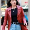 Dakota Johnson Red Leather Jacket