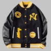 MLBNY Black Baseball Bomber Varsity Jacket