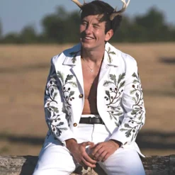 Oliver Quick Green Leaf Embroidered Jacket