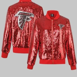Women's Cuce Red Atlanta Falcons Team Color Sequins Full-Zip Jacket