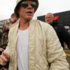 Brad Pitt Off White Quilted Bomber Jacket