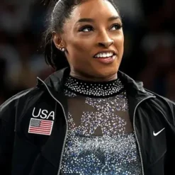Paris Olympics 2024 Team USA Simone Biles Black Track Zipper Jacket