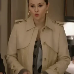 Selena Gomez Pleated Beige Coat