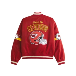 Kansas City Chiefs Satin Varsity Bomber Jacket Red