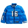 Goff Blue Dtroit Lions Puffer Jacket