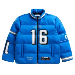 Goff Blue Dtroit Lions Puffer Jacket
