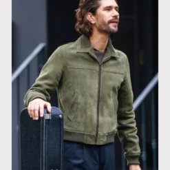 Ben Whishaw Black Doves Green Suede Jacket