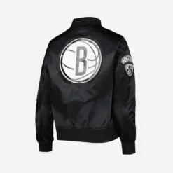 Brooklyn Nets Black Classics Satin Bomber Jacket