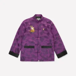 Color Camo Padded Chinese Purple Jacket