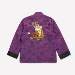 Color Camo Padded Chinese Jacket Purple