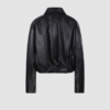 Women Loewe Black Draped Leather Jacket