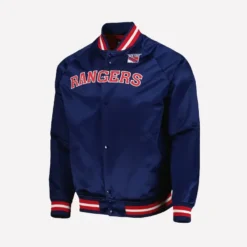 NY Rangers Blue Satin Bomber Jacket