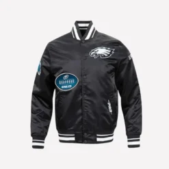 Philadelphia Eagles Old English Classic Rib Satin Jacket Black