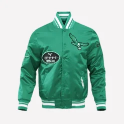 Philadelphia Eagles Old English Classic Rib Satin Jacket Green