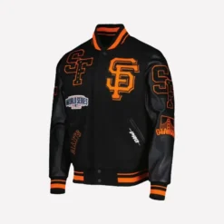 San Francisco Giants Logo Mash Up Leather Varsity Jacket