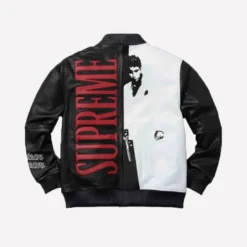 Tony Montana Scarface Black Leather Bomber Jacket