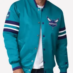 Teal Charlotte Hornets Scout I Varsity Satin Jacket