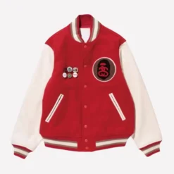 Stussy Bape Varsity Jacket Red
