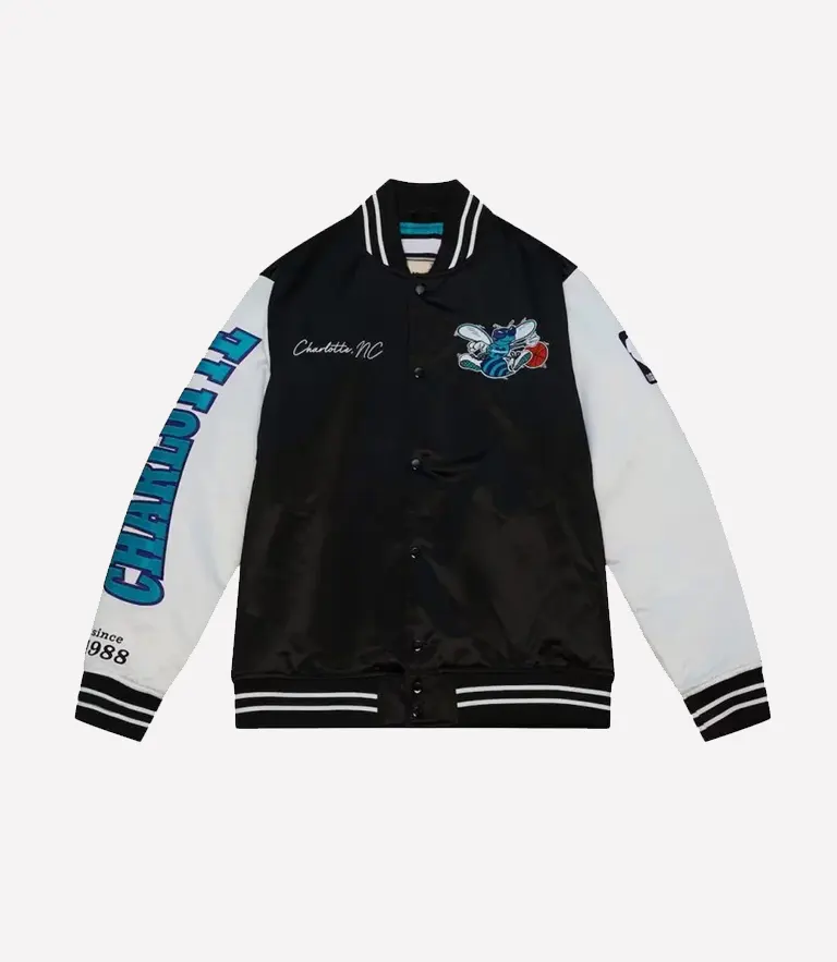 Team Origins Charlotte Hornets Satin Jacket Team Origins Charlotte Hornets Bomber Jacket