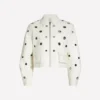 Joy Behar White Grommet Detail Faux Leather Jacket