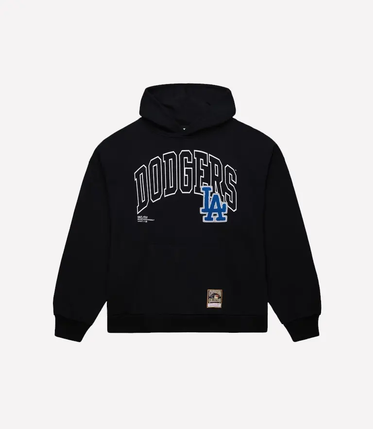 Black Los Angeles Dodgers Logo Over Pullover Hoodie Mitchell & Nes Black Los Angeles Dodgers Logo Over Hoodie