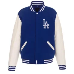 LA Dodgers Royal and White Varsity Wool/Leather Jacket