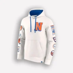 New York Islanders White Letterman Fleece Hoodie