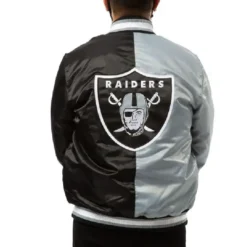 Starter Las Vegas Raiders Black and Grey Satin Jacket