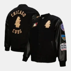Mitchell & Ness Chicago Cubs Black Blackout Varsity Jacket