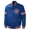 Chicago Cubs Starter Midfield Satin Royal Blue Varsity Jacket