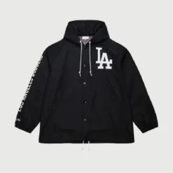 Dodgers Coaches Hooded Windbreaker Black Jacket
