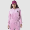 Los Angeles Dodgers Women’s MLB Velour Dark Pink Track Jacket