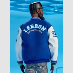 LeBARBIE LeBron James Blue and White Varsity Jacket